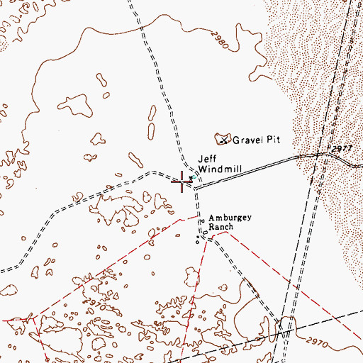 Topographic Map of Jeff Windmill, TX