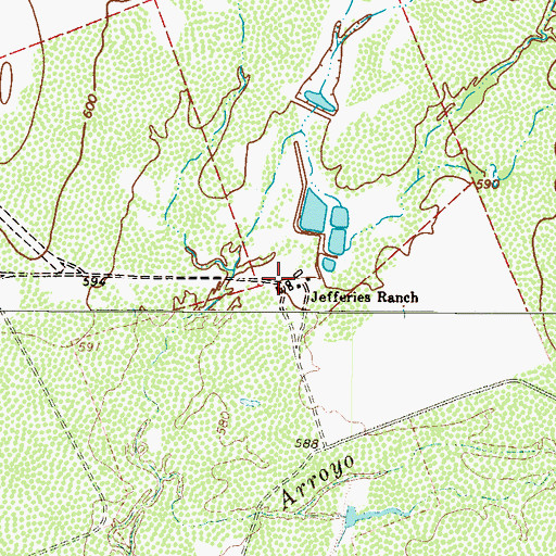 Topographic Map of Jefferies Ranch, TX