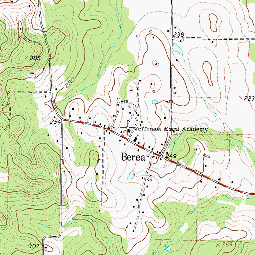 Topographic Map of Jefferson Rural Academy, TX