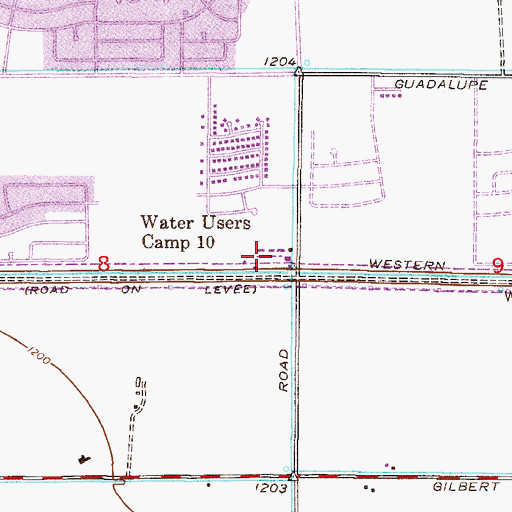 Topographic Map of Water Users Camp Ten, AZ