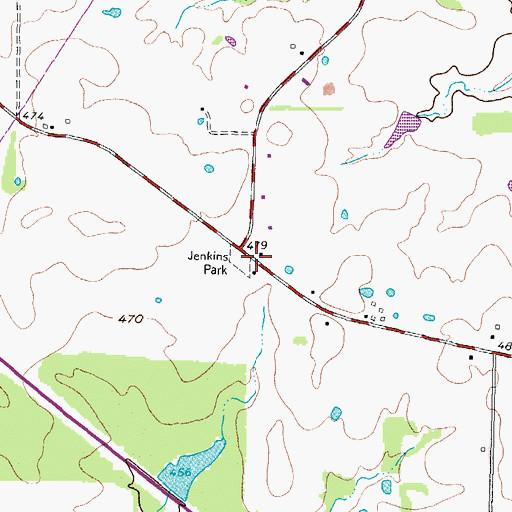 Topographic Map of Jenkins Park, TX