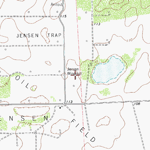 Topographic Map of Jensen Windmill, TX