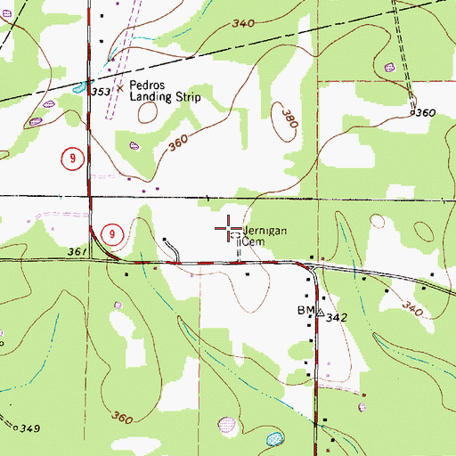 Topographic Map of Jernigan Cemetery, TX