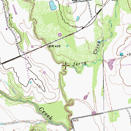 Topographic Map of Jerry Creek, TX