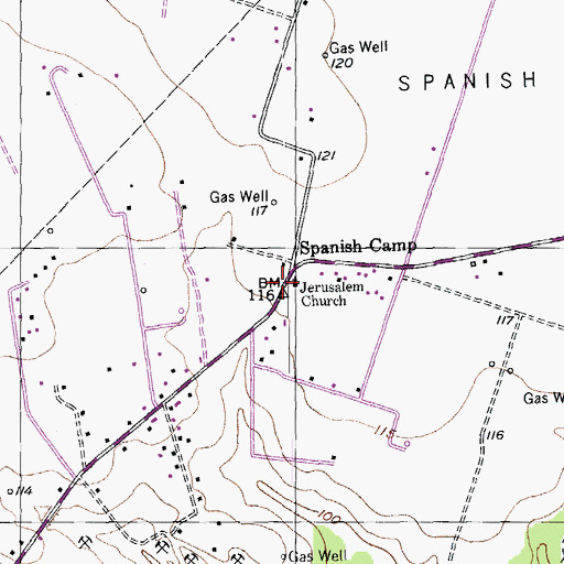 Topographic Map of Jerusalem Church, TX