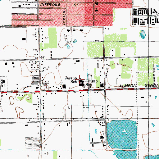 Topographic Map of Jessup School, TX