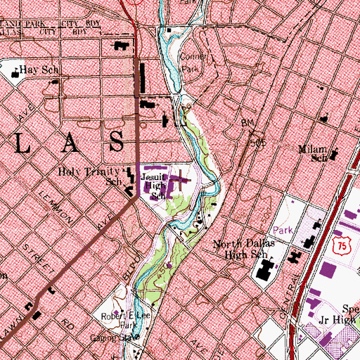 Topographic Map of Jesuit High School, TX