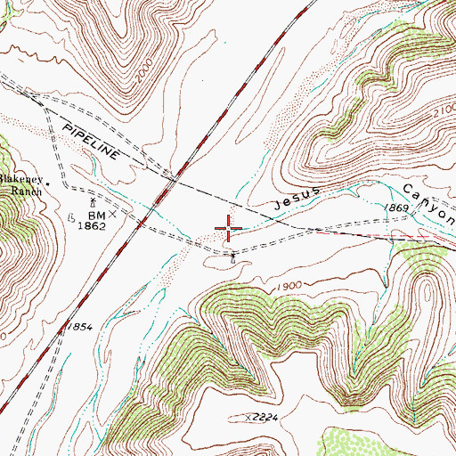 Topographic Map of Jesus Canyon, TX