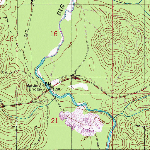 Topographic Map of Sardine, AL