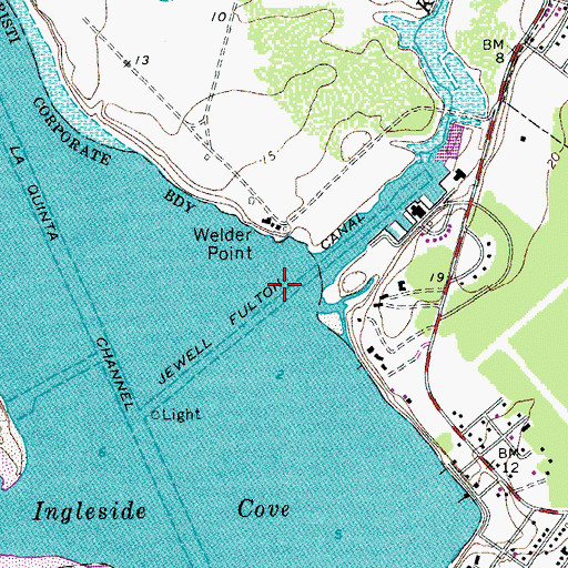 Topographic Map of Jewell Fulton Canal, TX