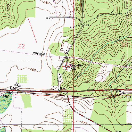 Topographic Map of Sardis Church Cemetery, AL