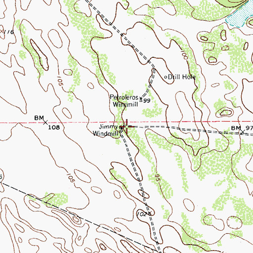 Topographic Map of Jimmy Windmill, TX