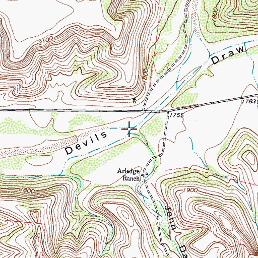 Topographic Map of John Davis Canyon, TX