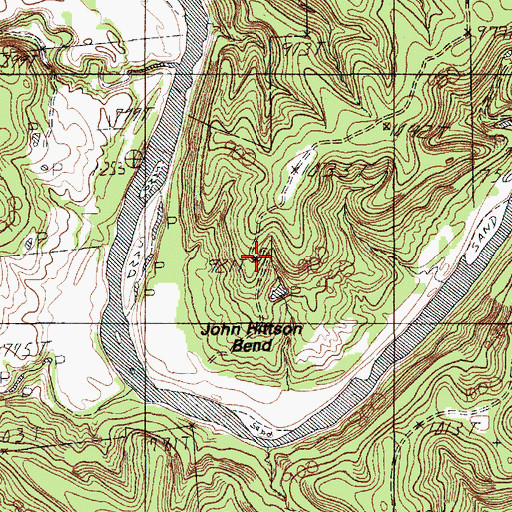 Topographic Map of John Hittson Bend, TX