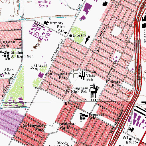 Topographic Map of John Jones Park, TX