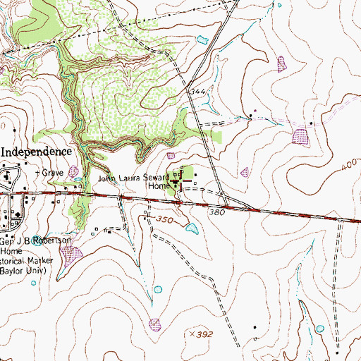 Topographic Map of John Laura Seward Home, TX