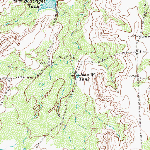 Topographic Map of John W Tank, TX