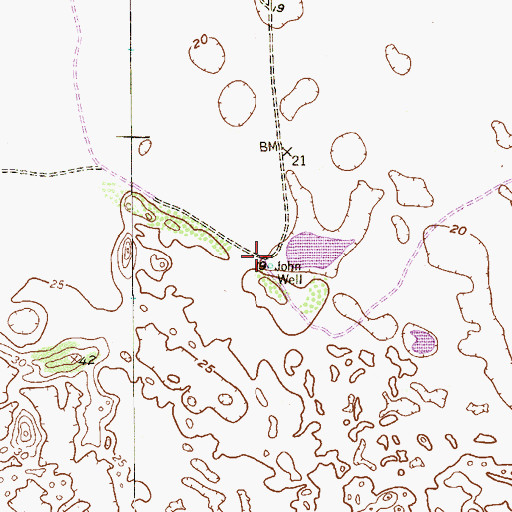 Topographic Map of John Well, TX