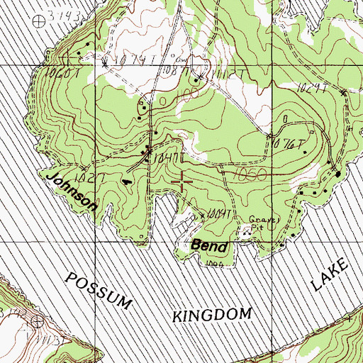 Topographic Map of Johnson Bend, TX
