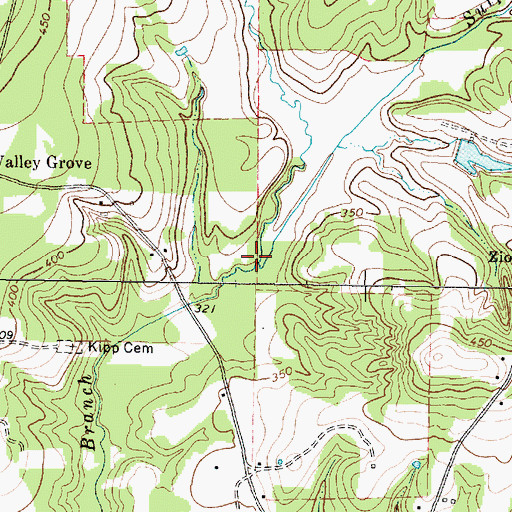 Topographic Map of Johnson Branch, TX
