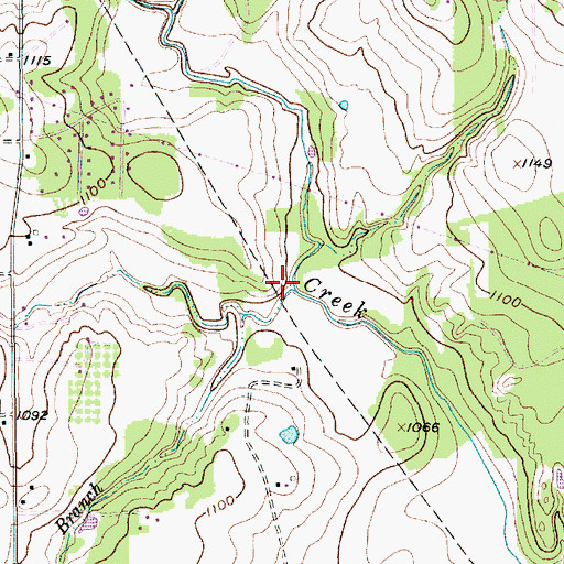 Topographic Map of Johnson Branch, TX