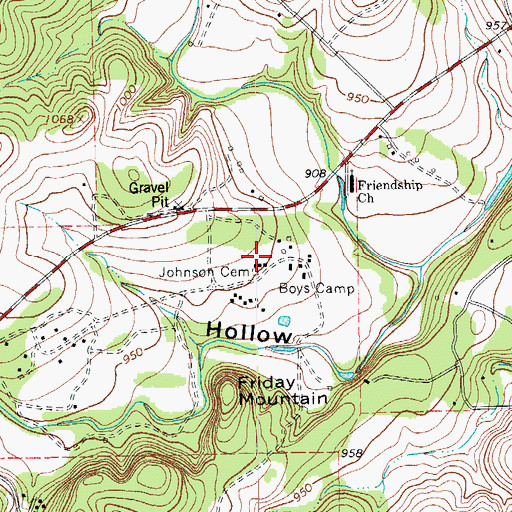 Topographic Map of Johnson Cemetery, TX