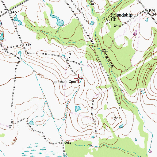 Topographic Map of Johnson Cemetery, TX