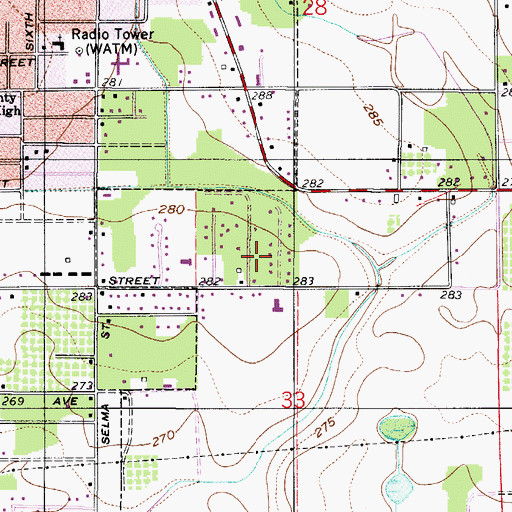 Topographic Map of Southern Estates, AL