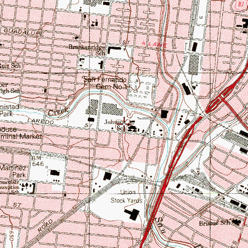 Topographic Map of Johnson School, TX