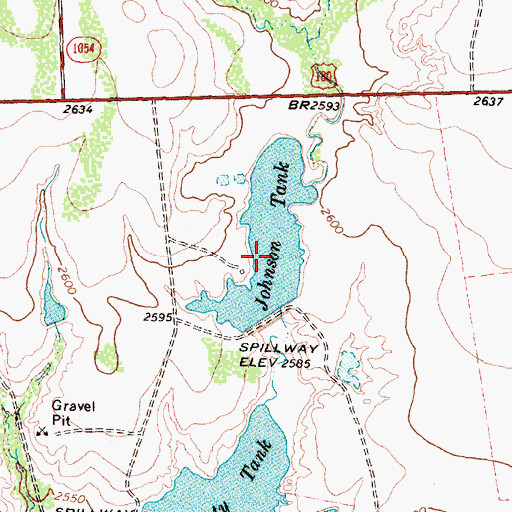 Topographic Map of Johnson Tank, TX