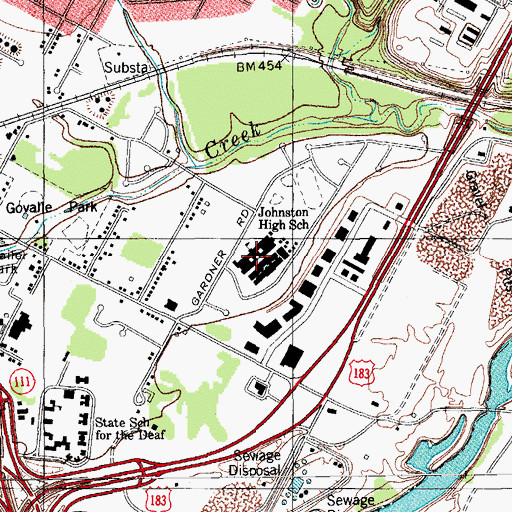Topographic Map of Johnston High School, TX
