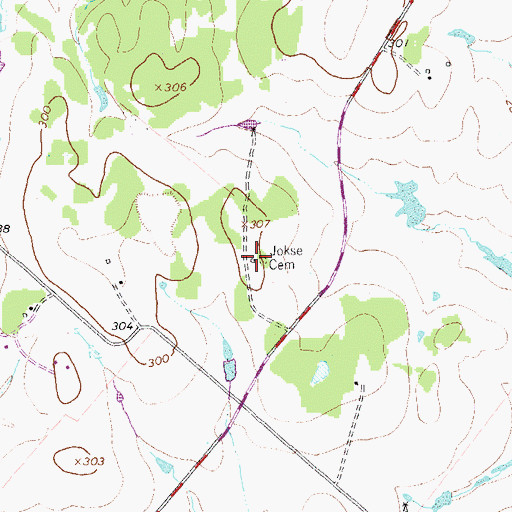Topographic Map of Johse Cemetery, TX