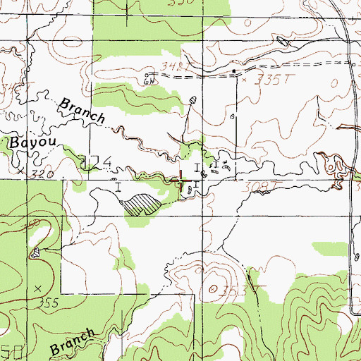 Topographic Map of Jones Branch, TX