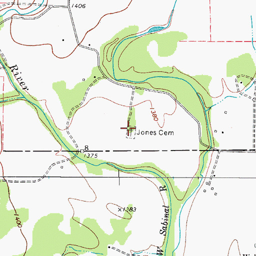 Topographic Map of Jones Cemetery, TX