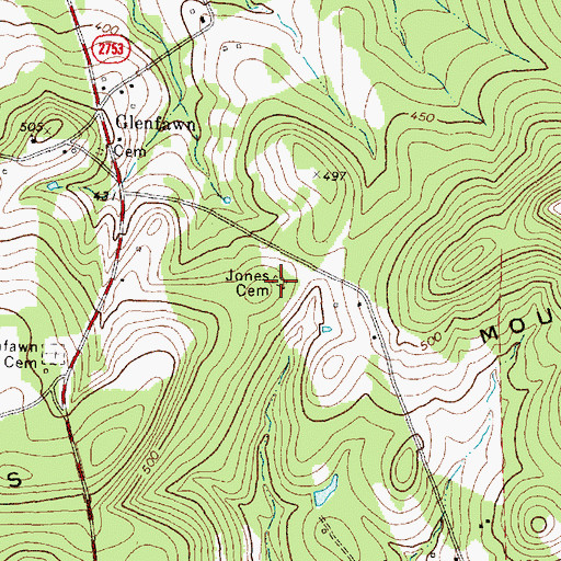Topographic Map of Jones - Seagroves Cemetery, TX