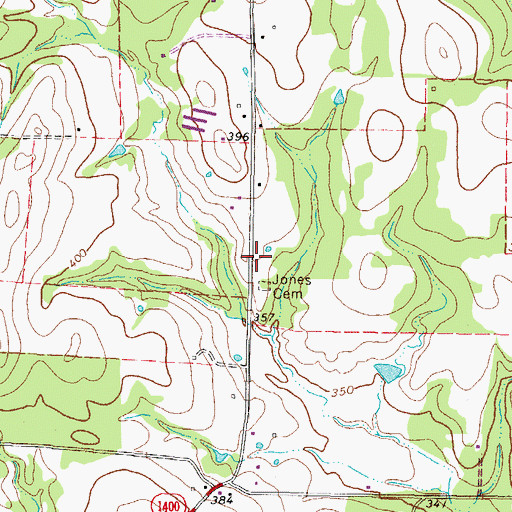 Topographic Map of Jones Cemetery, TX