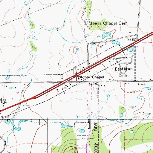 Topographic Map of Jones Chapel, TX