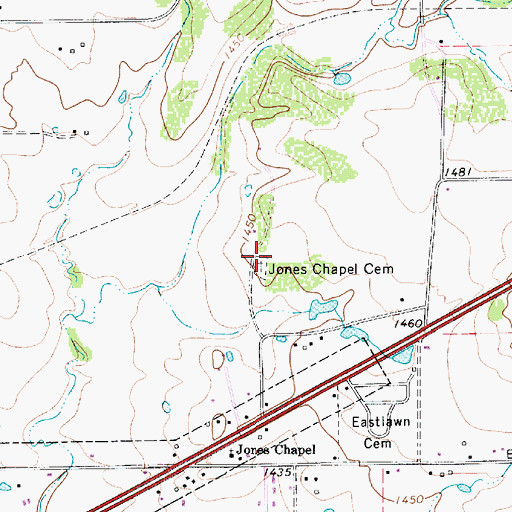 Topographic Map of Jones Chapel Cemetery, TX