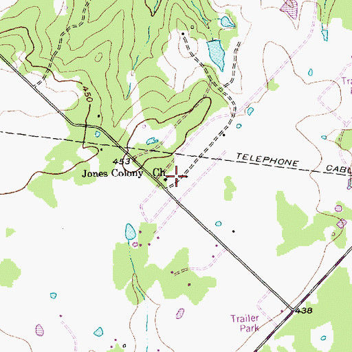 Topographic Map of Jones Colony Church, TX