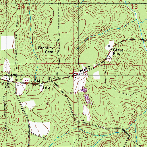 Topographic Map of Travis School (historical), AL