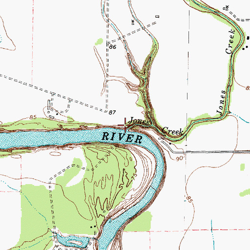 Topographic Map of Jones Creek, TX