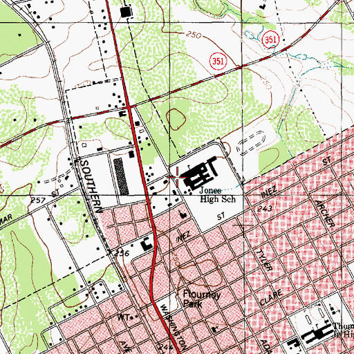 Topographic Map of A C Jones High School, TX