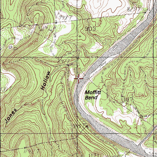 Topographic Map of Jones Hollow, TX