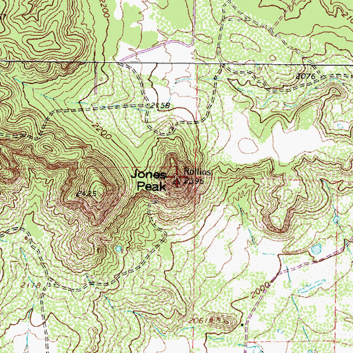 Topographic Map of Jones Peak, TX
