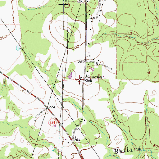 Topographic Map of Jonesville School, TX