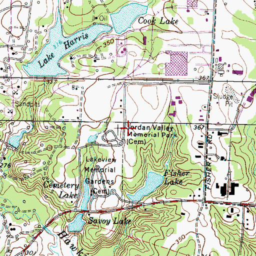 Topographic Map of Jordan Valley Memorial Park, TX