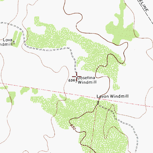 Topographic Map of Josefina Windmill, TX