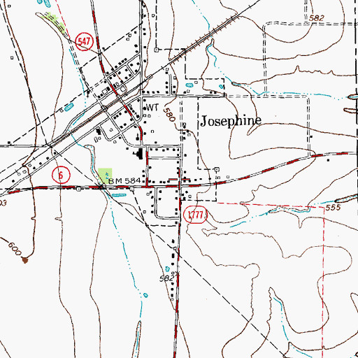 Topographic Map of Josephine, TX