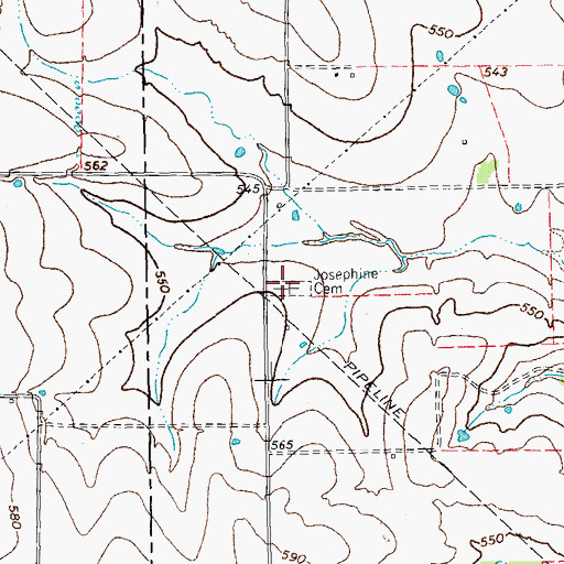 Topographic Map of Josephine Cemetery, TX
