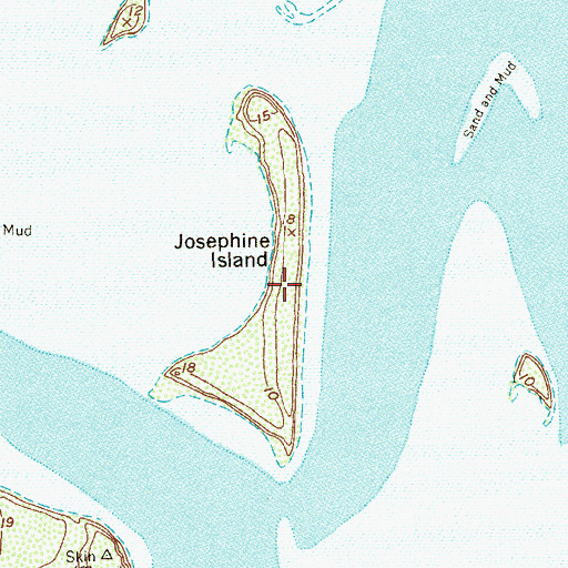 Topographic Map of Josephine Island, TX